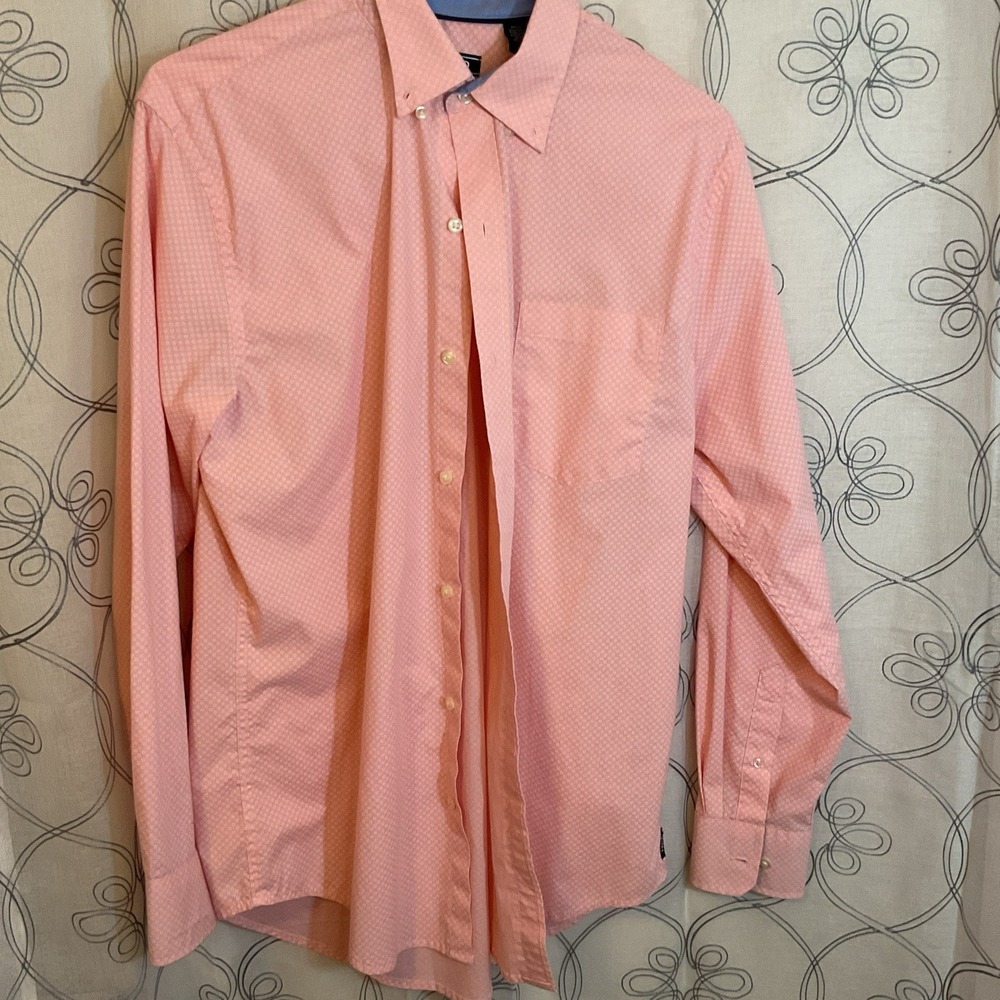 Men's iZOD Pink‎ With Light Designs Button Long Sleeve Size Medium